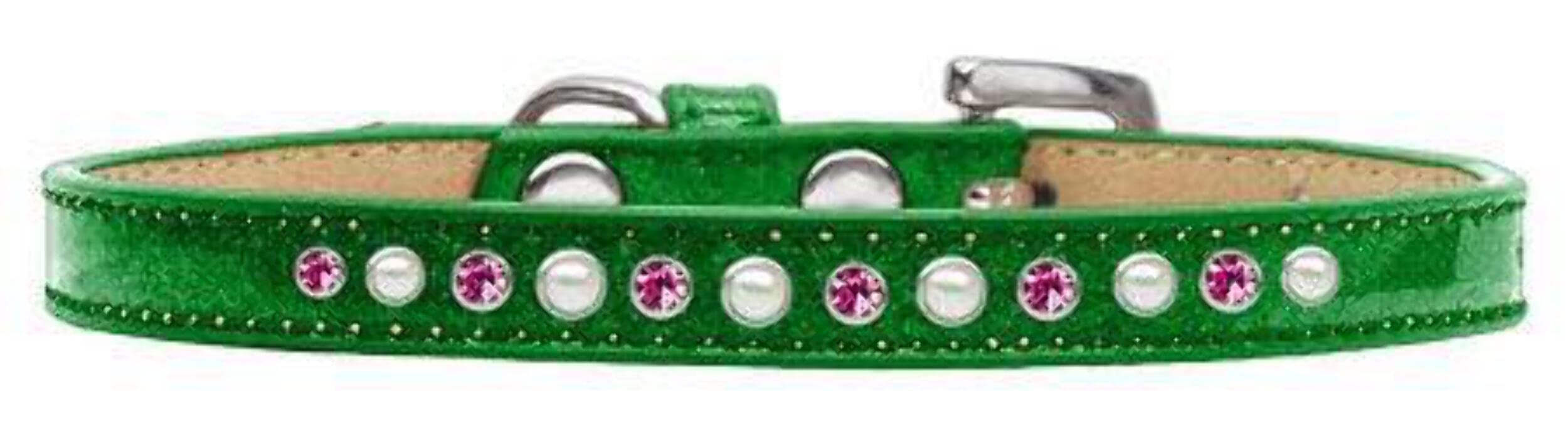 Dog, Puppy and Pet Ice Cream Collar, "Pearl & Pink Crystal Rimsets" Black 10