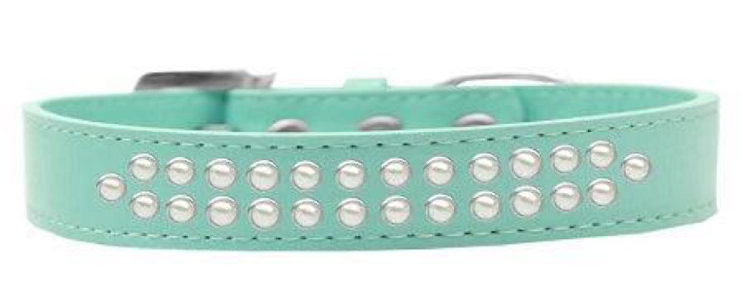 Dog, Puppy & Pet Ice Cream Collar, Two Row Pearl Rimsets Emerald Green 20