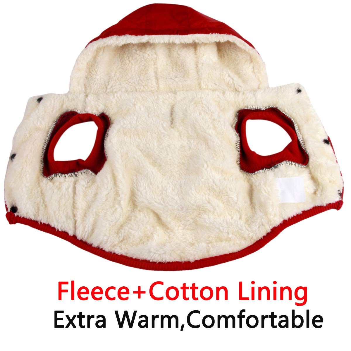Vecomfy Fleece Lining Extra Warm Dog Hoodie In Winter For Large Dogs Jacket Pet Coats With Hooded,Red Xxxl