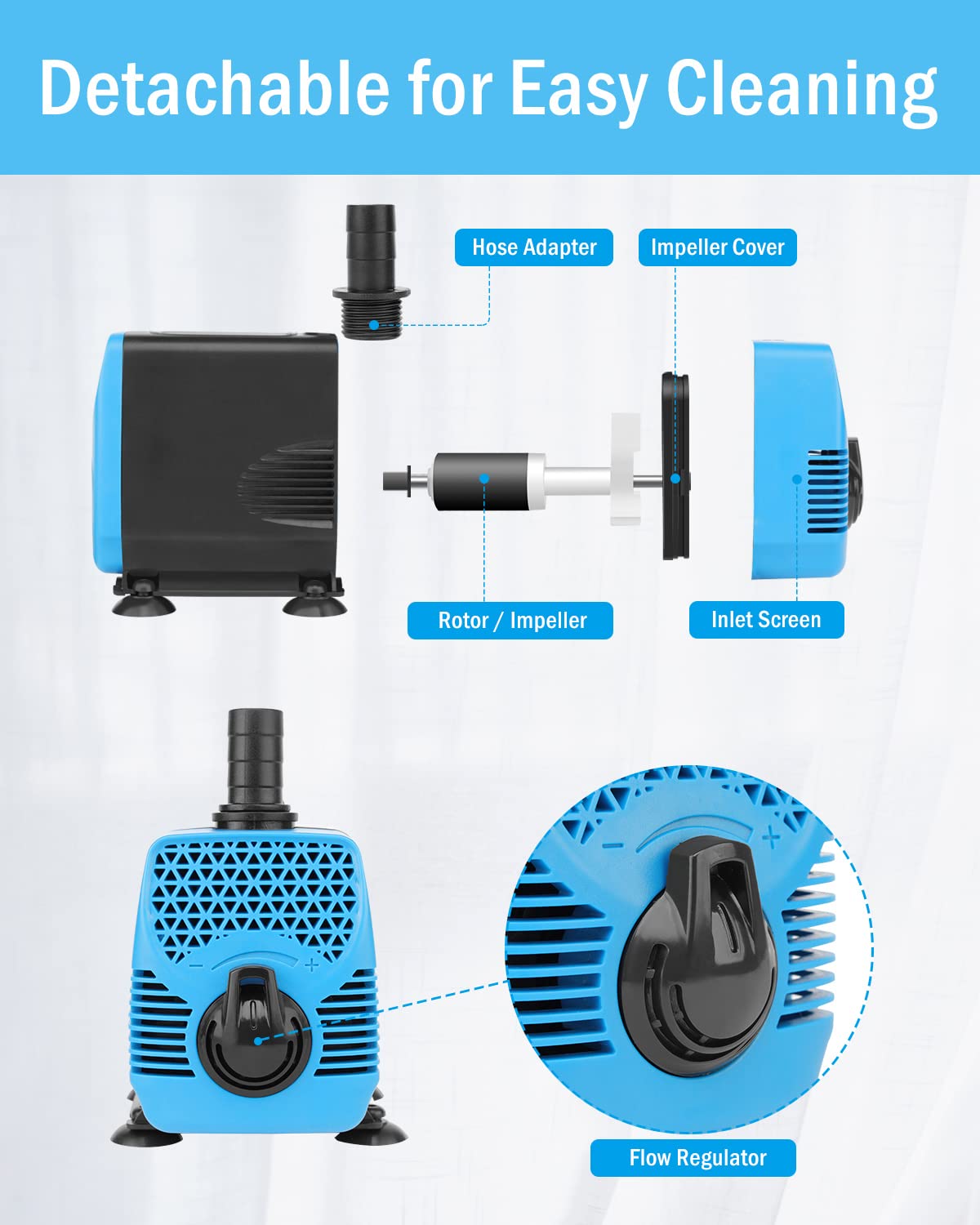 Aquamiracle 800Gph Aquarium Water Pumps (3000L/H, 40W) Fountain Pump Pond Pump Submersible Water Pump With Flow Control For Fish Tank, Fountain, Waterfall, Filtration, Water Feature, Hydroponics