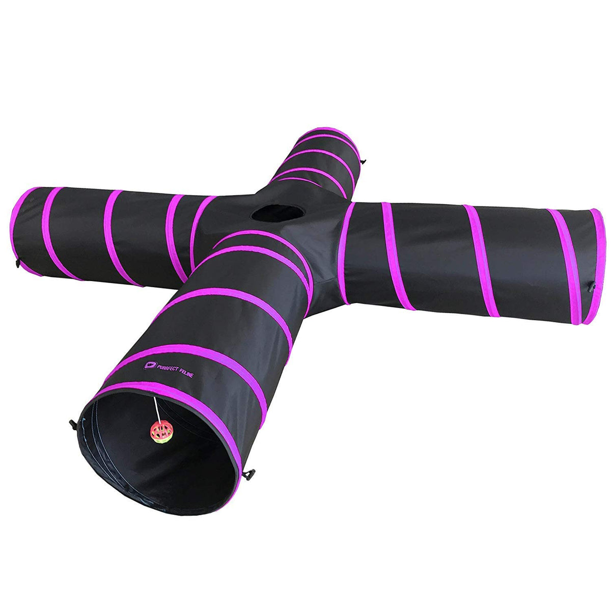 Purrfect Feline - 4 Way Cat Tunnel And Crinkle Cat Toy - Interactive Cat Toy With Cat Ball - Cat Supplies For Indoor Cats - Suit