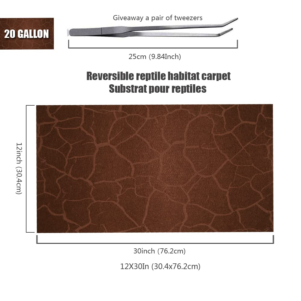 Rep Buddy 2 Pack Reptile Carpet Desert Reptile Mat & Reversible Substrate, Terrarium Liner Bedding, For Lizard,Chameleon,Gecko,S