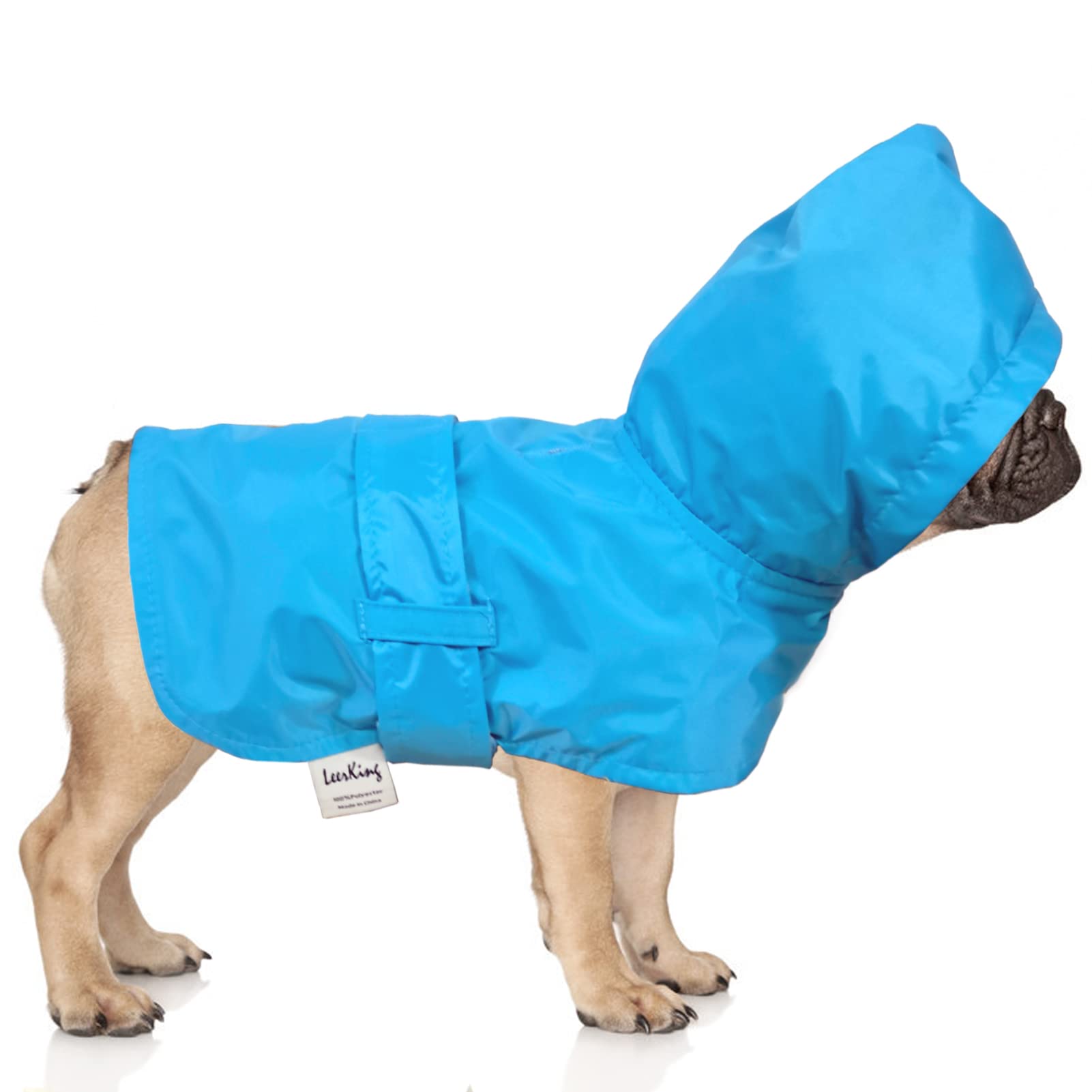 Leerking Dog Raincoat Hooded Leash Hole 10 Sizes, Waterproof Double Layer Dog Rain Coat Jacket With Cotton Lining For Small Medium And Large Dog,Blue,Xxl