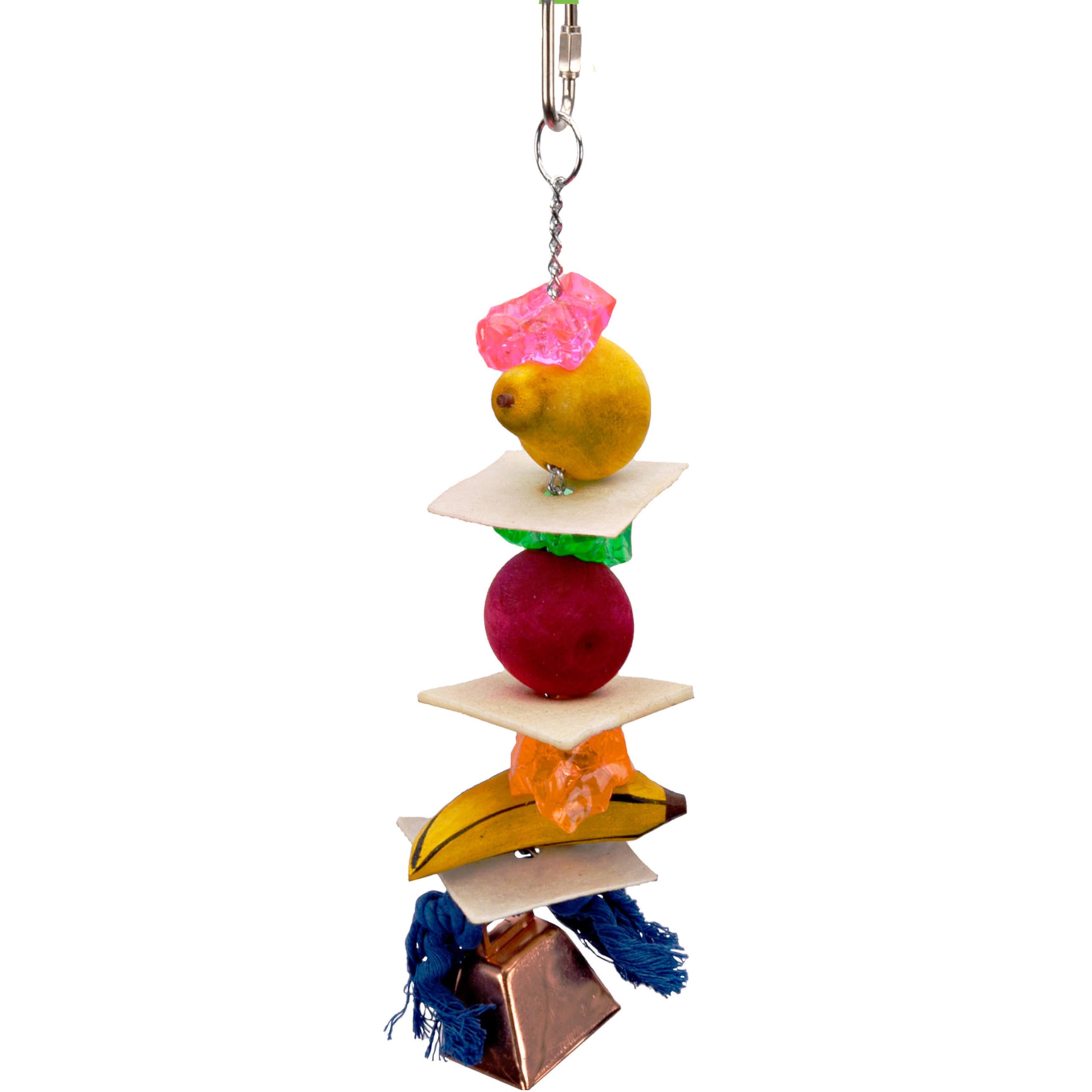 Penn-Plax Bird-Life Fruit Kabob Bird Toy With Bell – Various Textures, Materials, And Colors – Great For Parrots And Large Birds – Extra Large