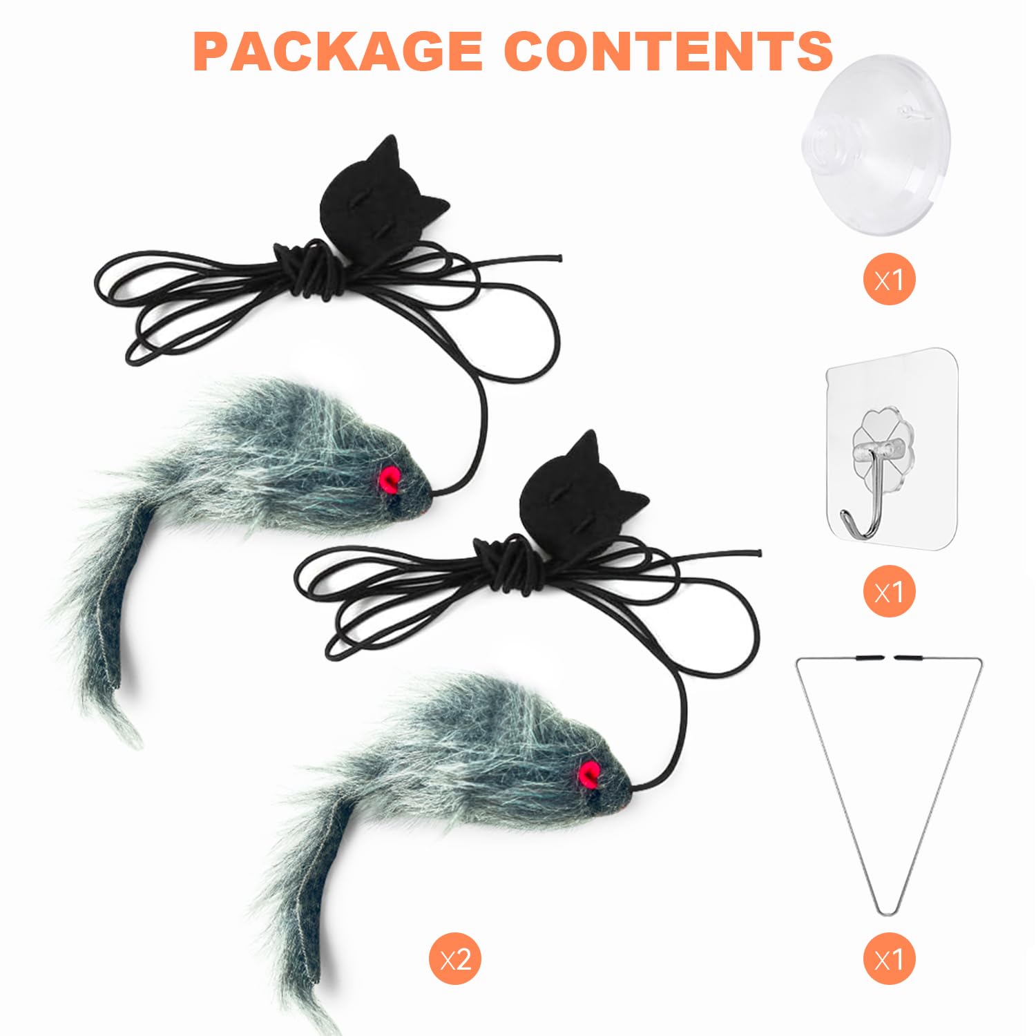 Fynigo Self-Play 3 Ways Hanging Door Cat Mouse Toys For Indoor Cats Kitten,Interactive Cat Mice Toys For Hunting Exercising Eliminating Boredom, For Small Breeds