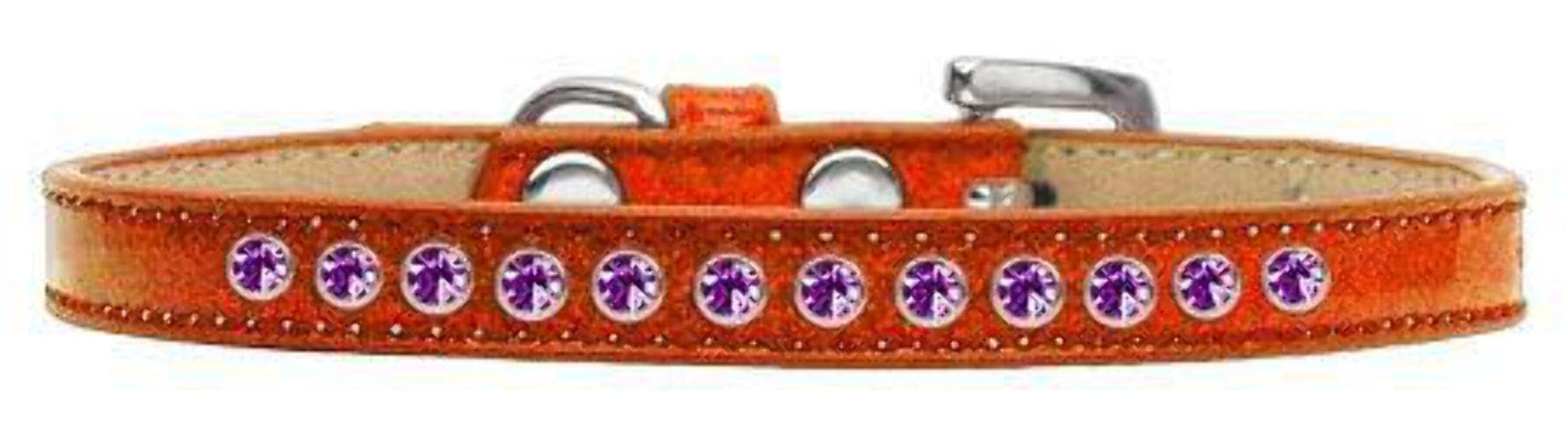 Dog, Puppy and Pet Ice Cream Collar, Purple Crystal Rimsets Silver 16