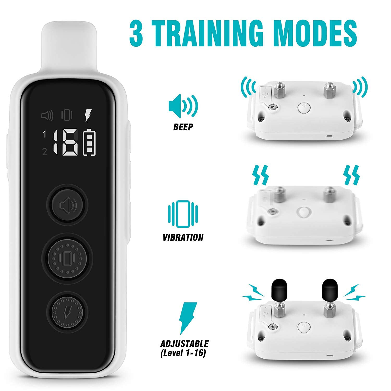 Bousnic Shock Collar For Dogs - Waterproof Rechargeable Dog Electric Training Collar With Remote For Small Medium Large Dogs With Beep, Vibration, Safe Shock Modes (8-120 Lbs) (Grey)