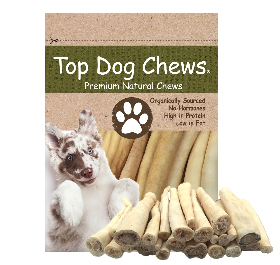 Top Dog Chews - Cow Tails (25 Pack), High-Protein Dog Treats, 100% Naturally Sourced Dog Chew from Free Range Grass-Fed Cattle, 
