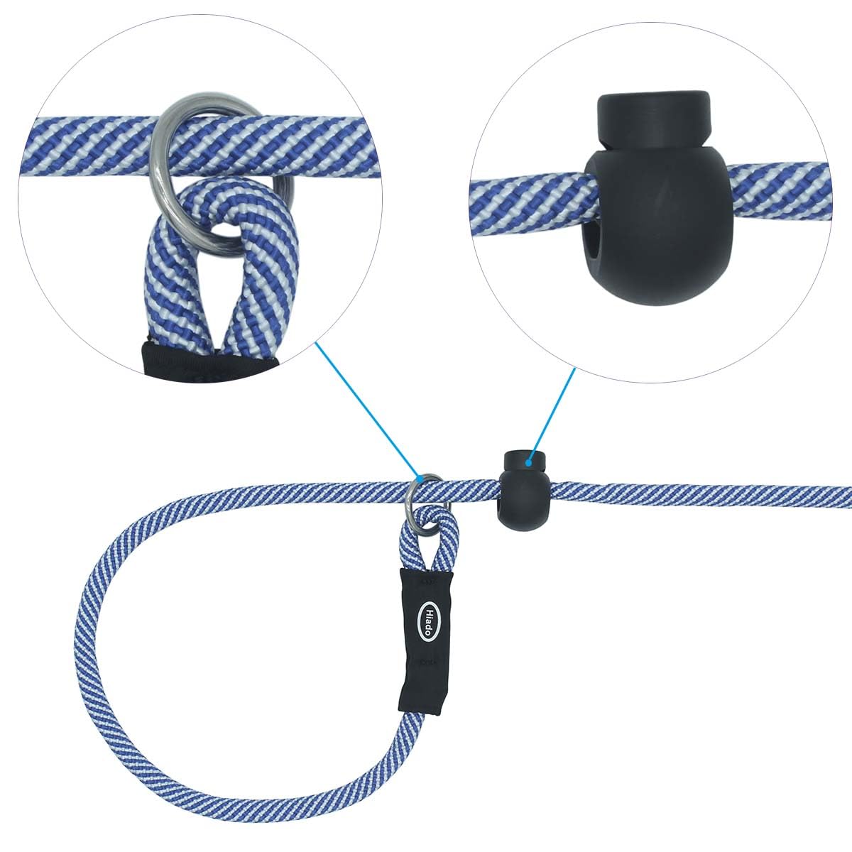Hiado Slip Lead Dog Leash With Stopper Loop Rope Training No Pull For Small Medium Large Dogs 4Ft Blue White
