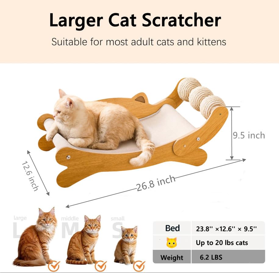 Cat Scratch Pad with Replacement Scratching Felt, Large Cat Scratcher Bed Hammock Lounge for Scratching Pad, Protects Furniture,