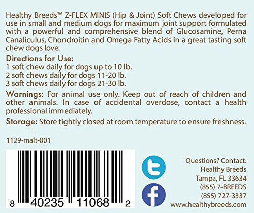 Healthy Breeds Maltese Z-Flex Minis Hip and Joint Support Soft Chews 60 Count