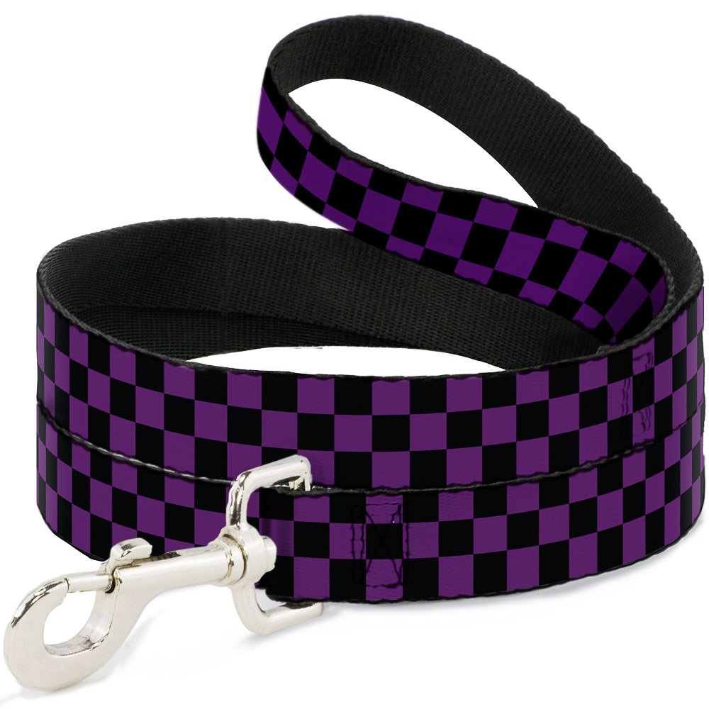 Dog Leash Checker Black Purple 4 Feet Long 1.5 Inch Wide