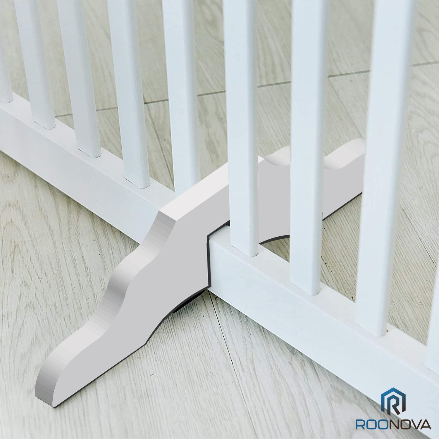 ROONOVA: 2 Pack Freestanding Pet Gate Support Feet | Indoor and Outdoor Fence Barrier and Stairs Panel Support Feet | Complete w