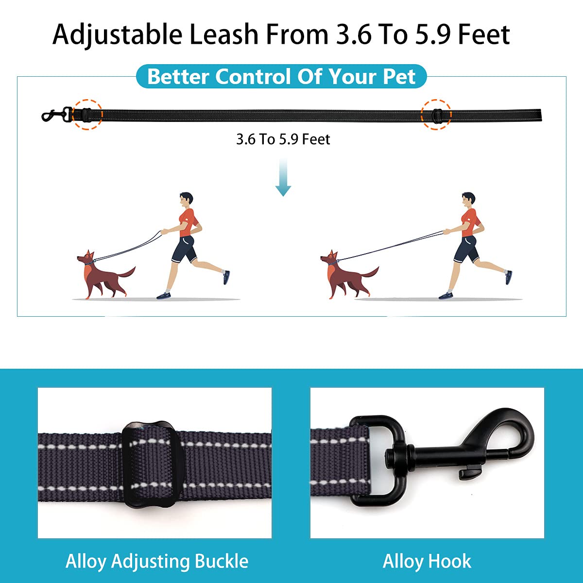 Reflective Dog Collar And Leash Set With Safety Locking Buckle Nylon Pet Collars Adjustable For Small Medium Large Dogs 3 Sizes(Black&L)