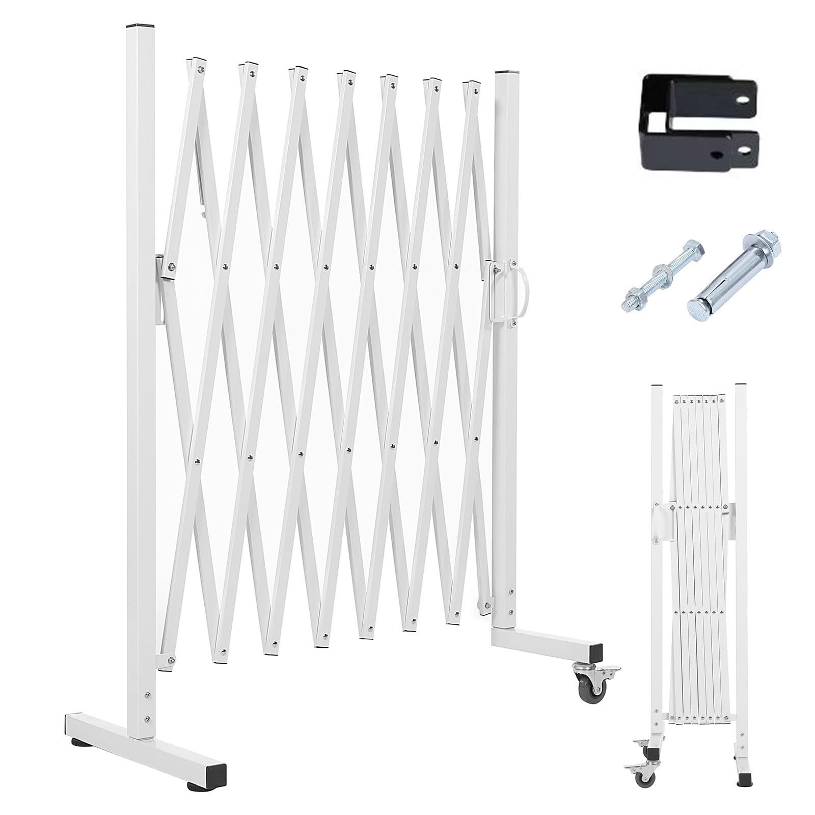 Akiiger Metal Expandable Barrier Fence For Dogs, Portable Barricade Gate With Casters, Foldable Pet Gate Indoor Outdoor For Room