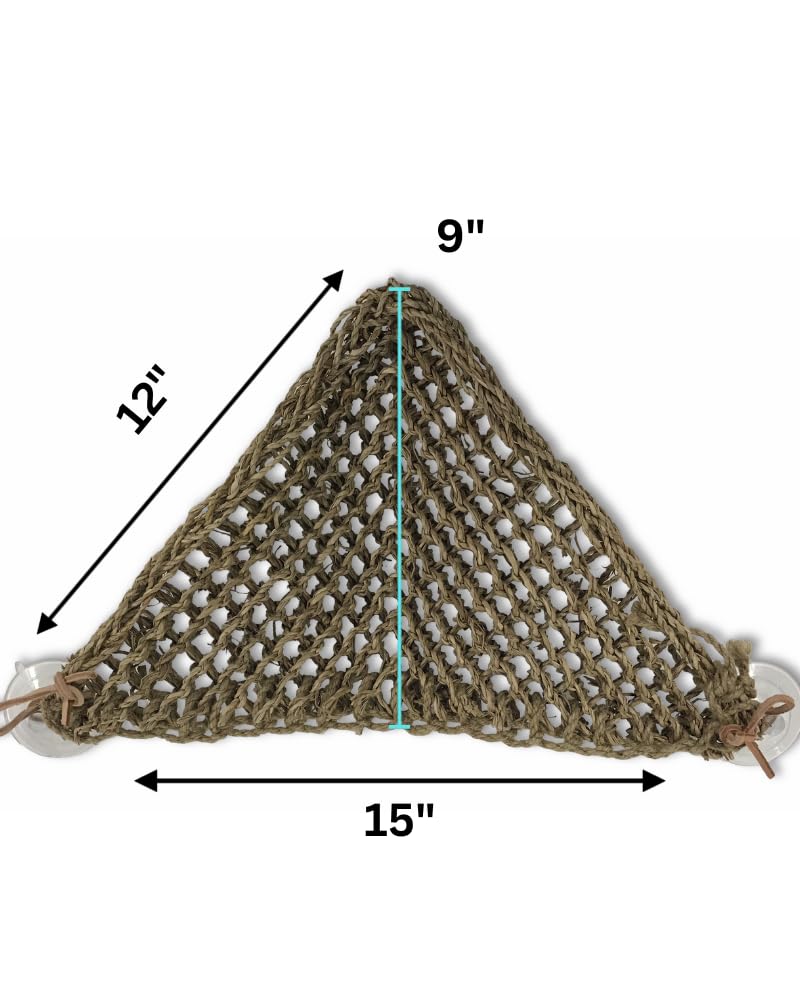 Penn-Plax Reptology Lizard Lounger Corner Triangle - 100% Natural Seagrass Fiber - Great For Bearded Dragons, Anoles, Geckos, Ig