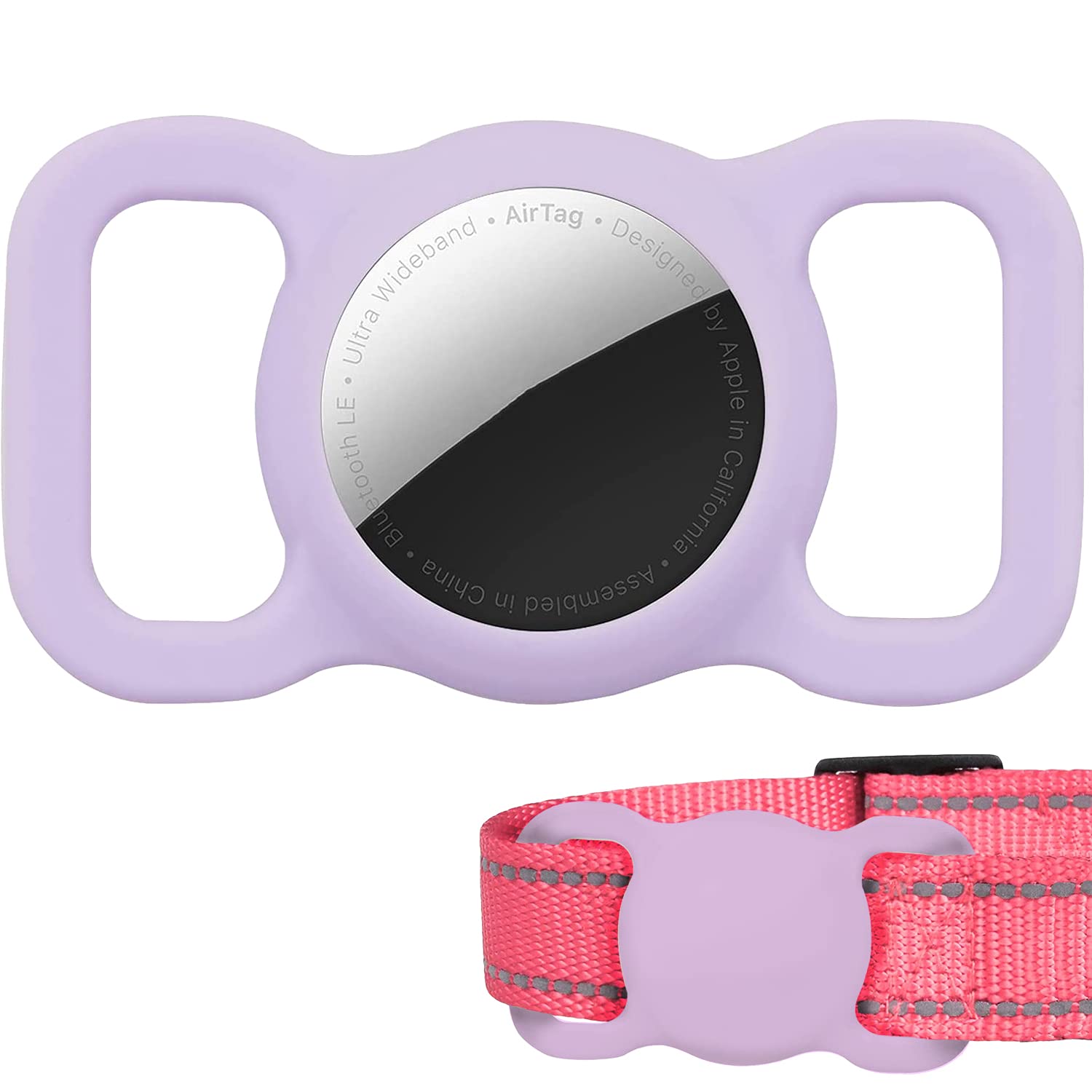 Poivy Silicone Air Tag Collar Holder - Waterproof Protective Case For Dog & Cat Gps Tracking Accessories (1 Pack, Purple)