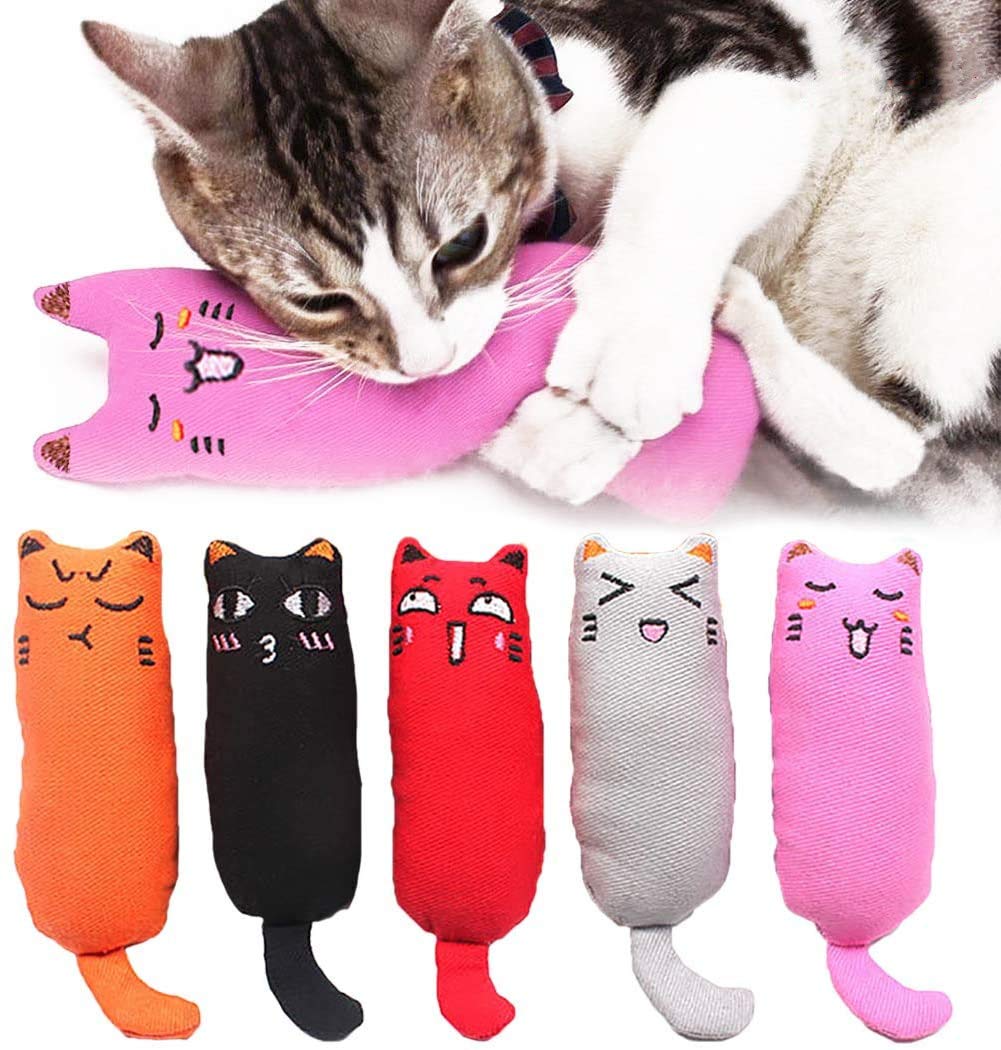Legendog 5Pcs Bite Resistant Catnip Toy For Cats,Catnip Filled Cartoon Mice Cat Teething Chew Toy