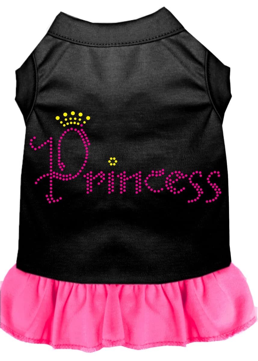 Pet Dog & Cat Dress Rhinestone, &quot;Princess&quot; Black W/Bright Pink XL (14-20 lbs.)