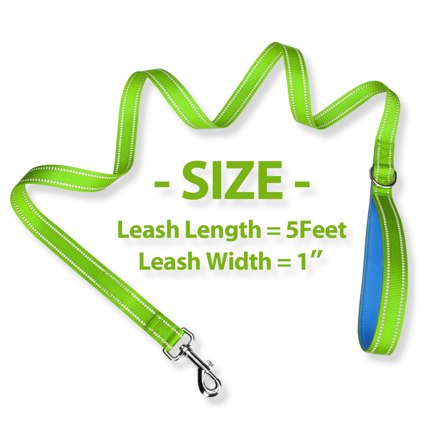 Phoepet 5 Feet Dog Leash - Dual-Side Reflective - Soft Padded Handle - Fit For Walking, Training Or Exploring Hiking, Camping (G