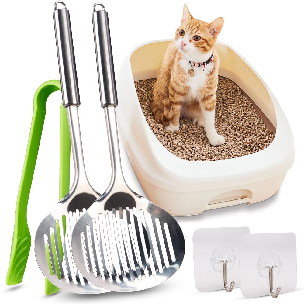 Cat Litter Scooper, Cat Accessories Cat Scoop Stainless Steel Kitten Scoop Poop Sifting Cleaning For Litter Box, Cat Poop Sifter