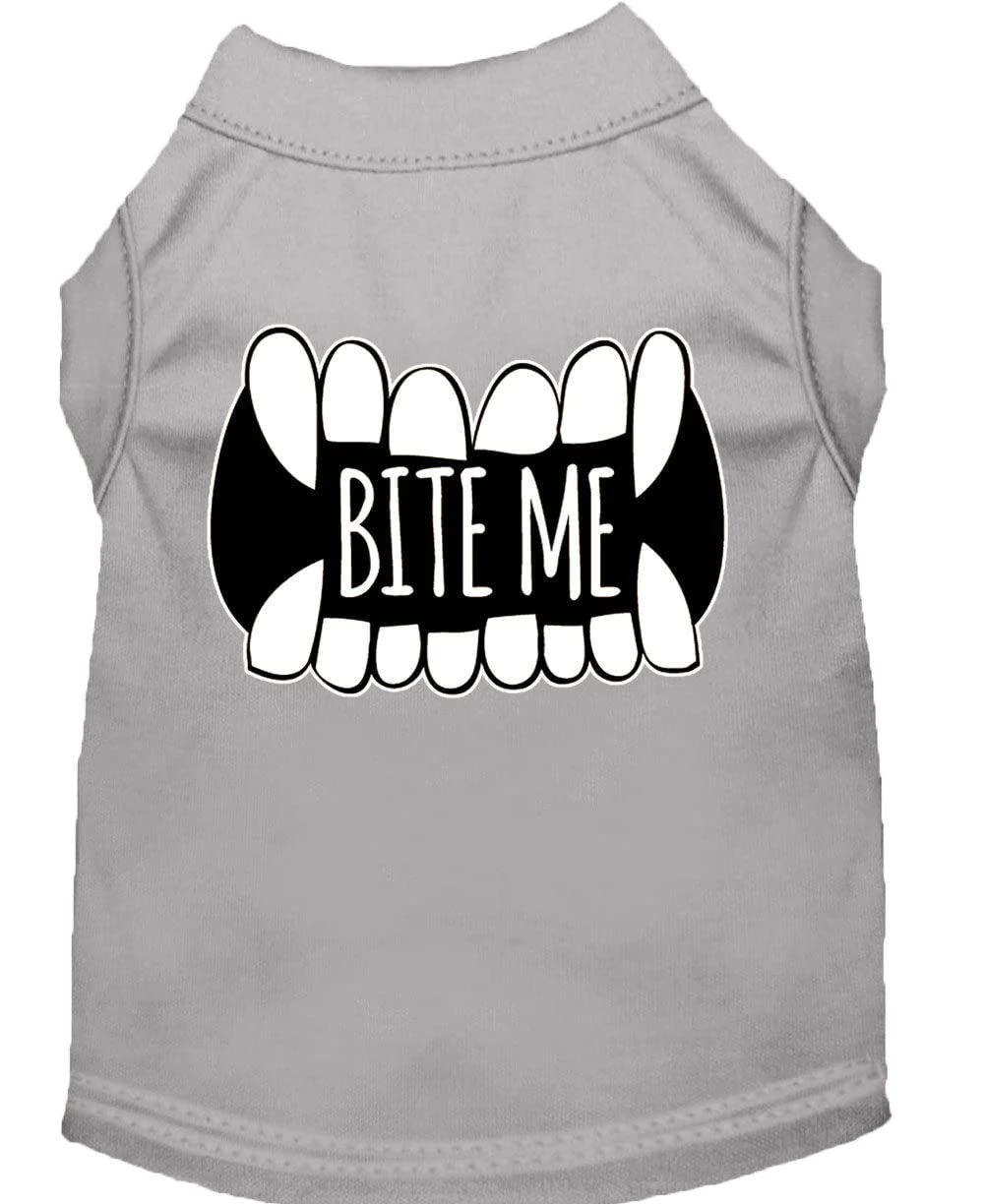 Bite Me Screen Print Dog Shirt Grey Xxxl 20