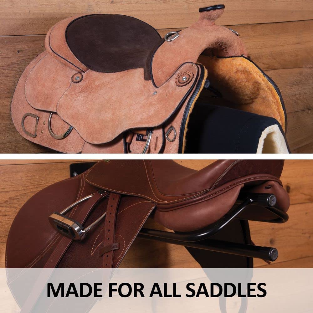 Easy-Up Wall Mount Saddle Rack With Single Pad Bar | Holds Western And English Saddles | Air And Dry Out After Riding | Mounts E