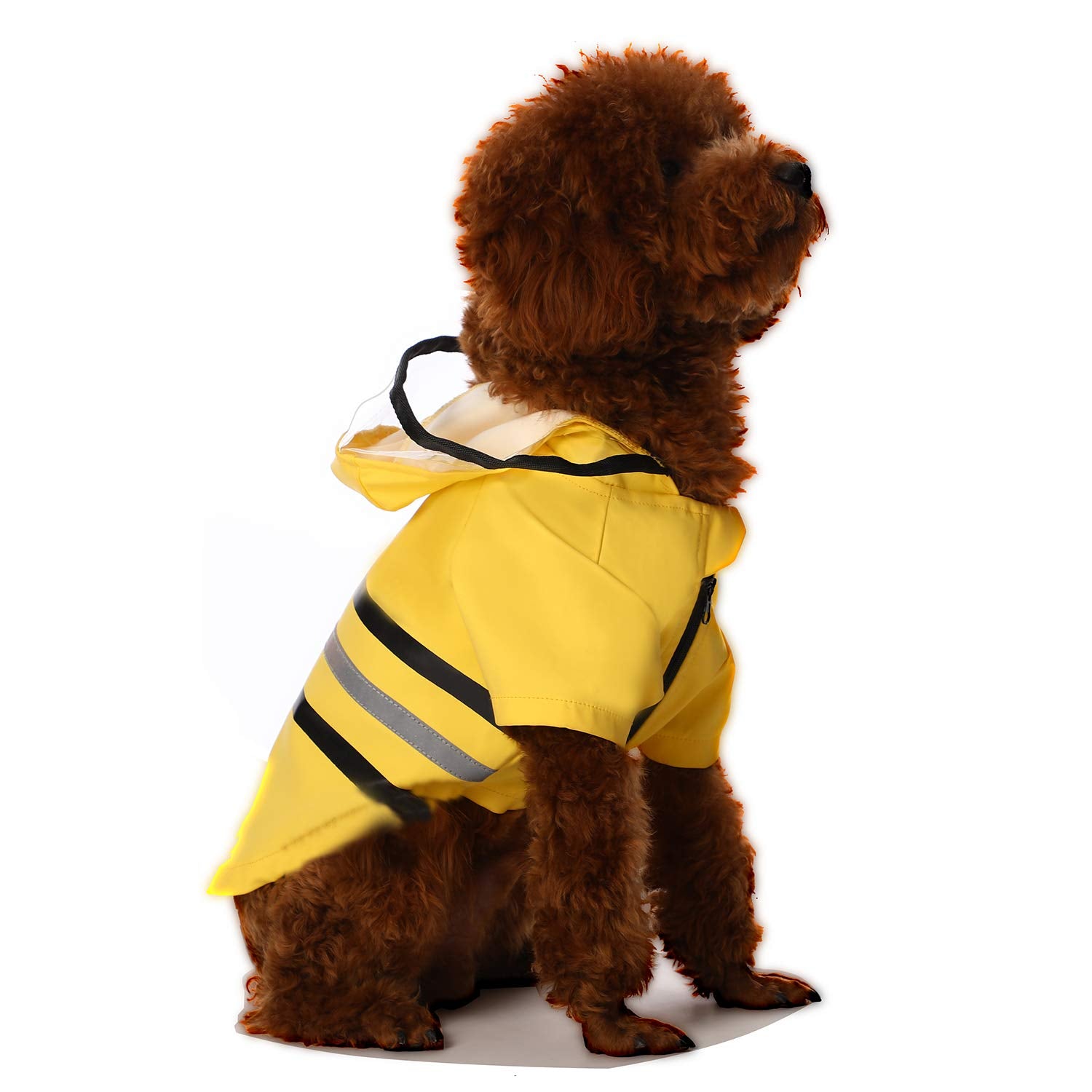 Wizland Reflective Dog Raincoat Dog Rain Jacket With Hood Lightweight Waterproof Rain Coat For Puppies (Yellow Xs)