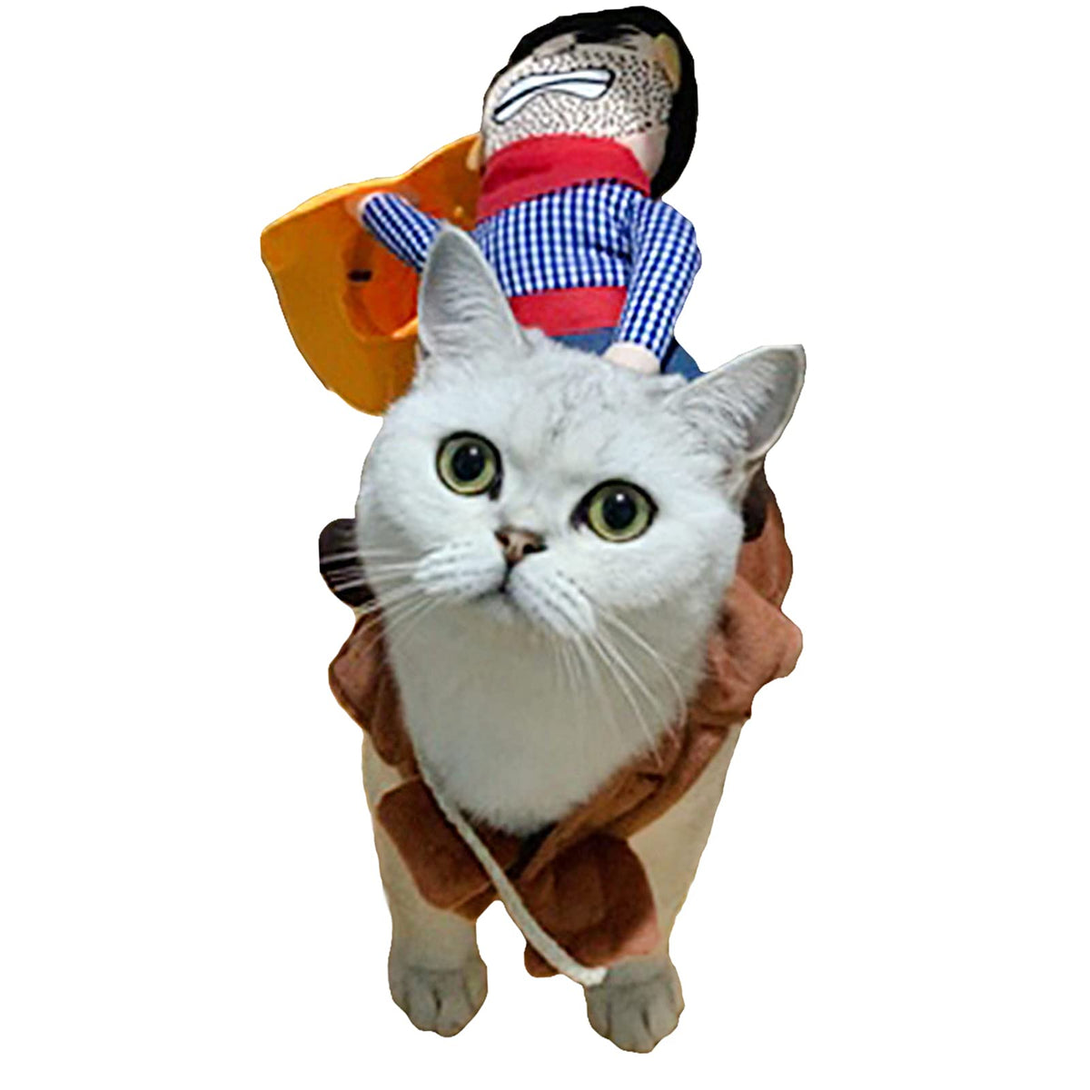 Seis Pet Riding Costume Novelty Pet Supplies Cowboy Rider Horse Riding Designed Dog Apparel Party Dressing Up Clothing Halloween (S)