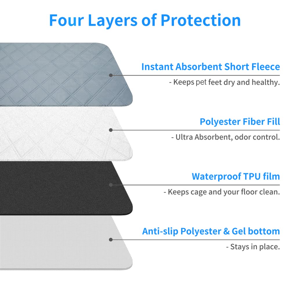 Rioussi Washable Pee Pads For Dogs, Reusable, Absorbent, Leakproof, Non Slip Pet Puppy Pads For Potty Training. Light Gray, 18X2