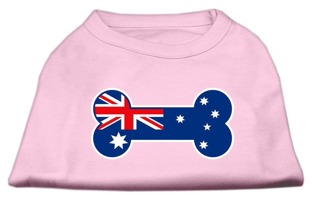 Pet Dog & Cat Shirt Screen Printed, &quot;Bone Shaped Australian Flag&quot; Light Pink SM (3-6 lbs.)