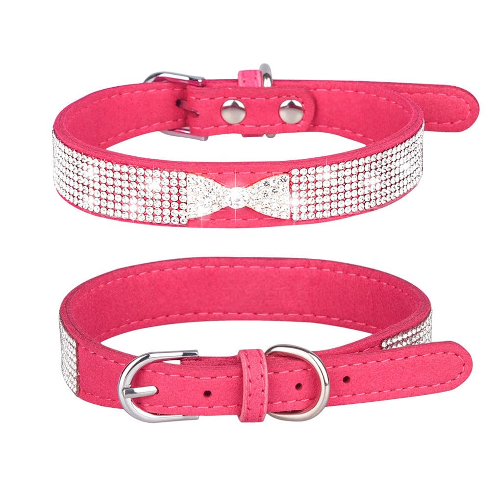 Diamond Puppy Collars, Pretty Bow Crystal Rhinestone Cat Collars Glitter Jeweled Sparkly Bling Girl Dog Collar For Xxs Xs Small