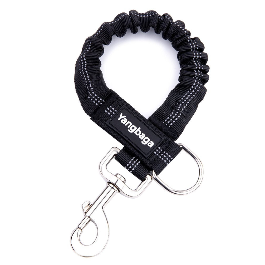 Yangbaga Dog Leash Extender, Shock Absorber Bungee Leash Attachment, Durable Nylon Dog Tie Out Leash Extension With Stainless Steel Swivel Clips (Black, 17''-23’’)