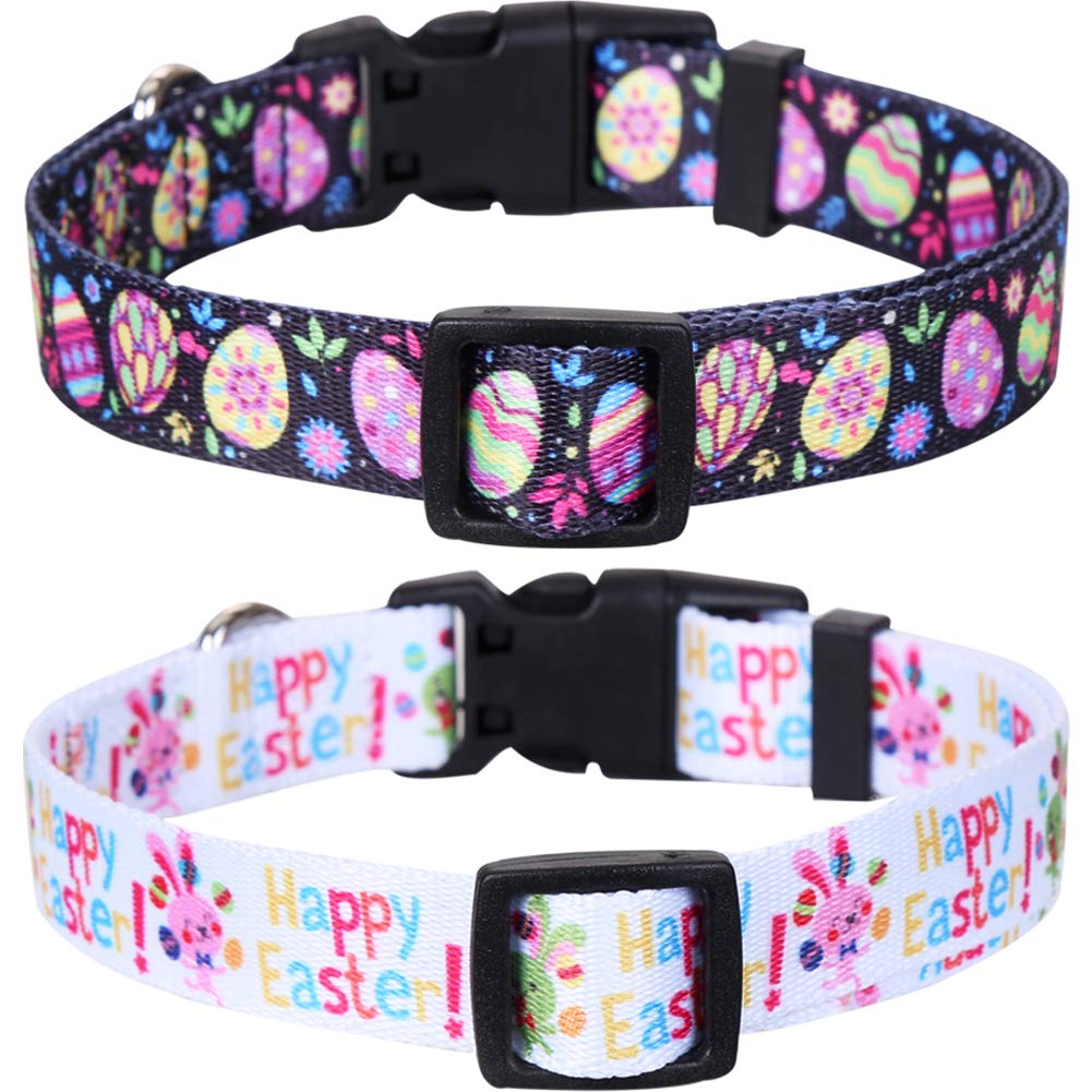 2 Pack Easter Dog Collar Adjustable Nylon Pet Collars Easter Egg Small