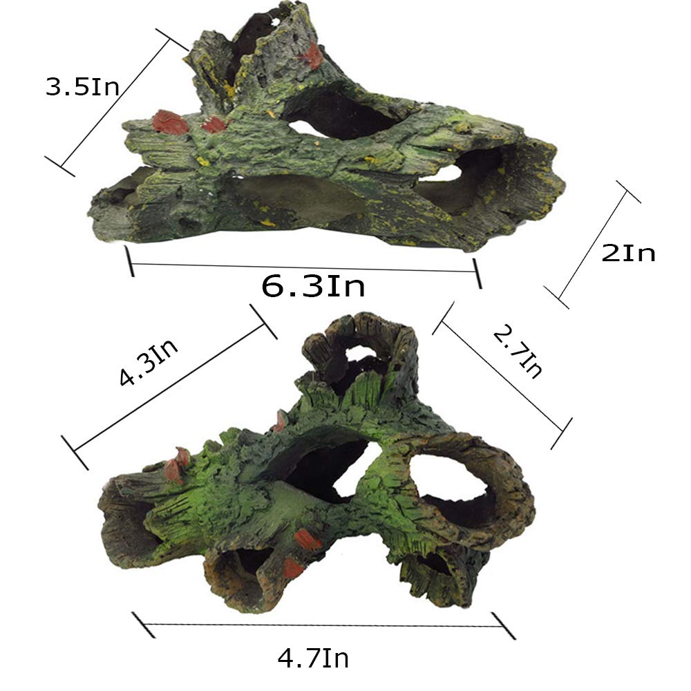 Tfwadmx Decaying Trunk Aquarium, Betta Fish Ornament, Freshwater Ornament - Small Resin Aquarium Decoration Log, 20 Gallon Fish Tank Wood With Holes & Aquarium Hideout Caves