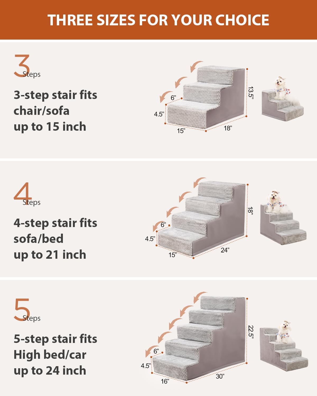 Dog Stairs For Small Dogs,17.5'' H,4-Step Dog Steps For High Bed Couch And Sofa,Pet Stairs For Dogs And Cats Climbing With Non-S