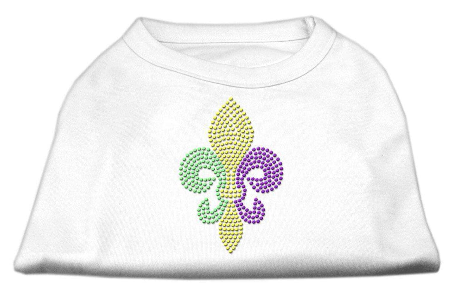 Mirage Pet Products Mardi Gras Fleur De Lis Rhinestone Dog Shirt, 3X-Large, White