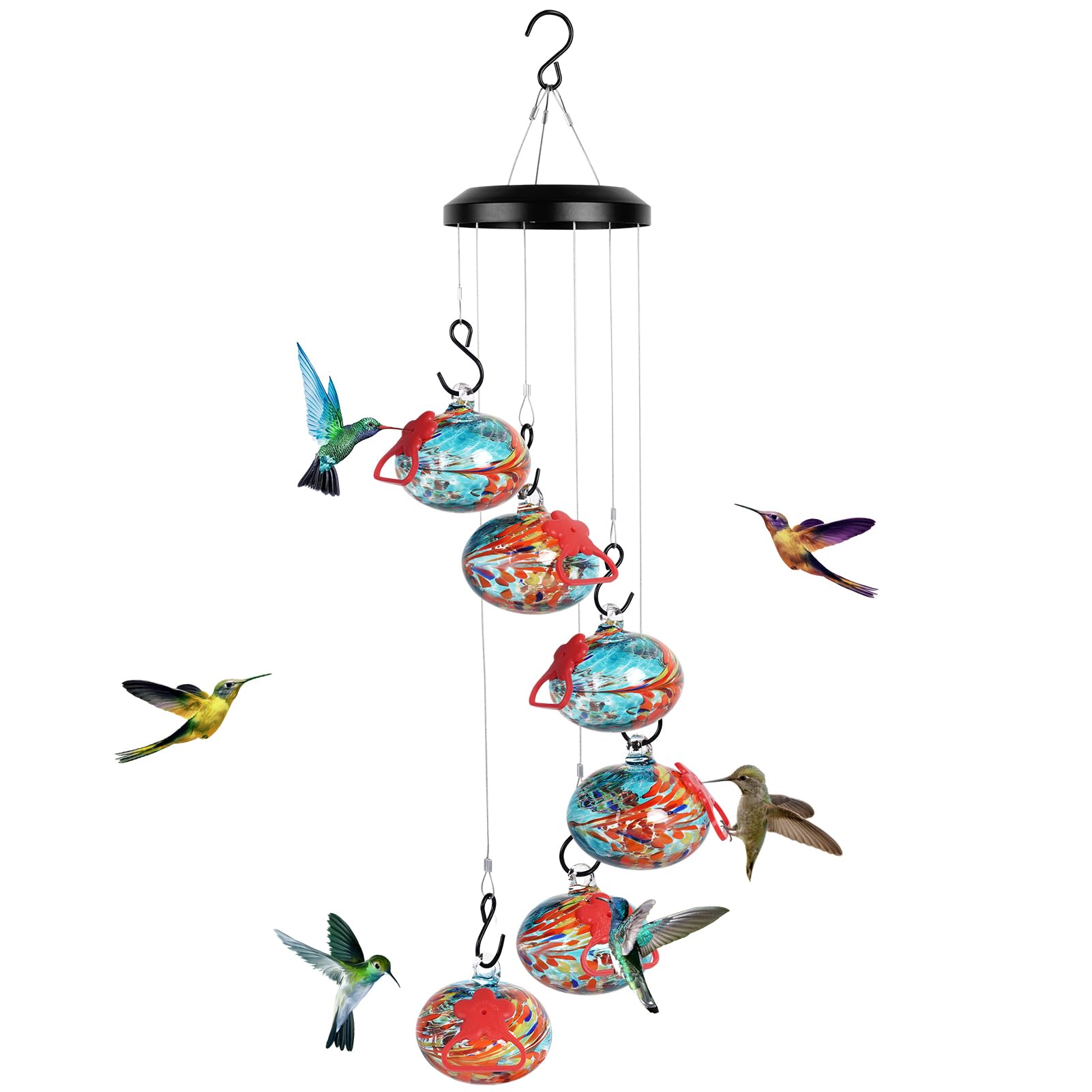 Headak Life Charming Wind Chimes Hummingbird feeders for Outdoors Hanging ant and bee Proof,Never Leak,Perfect Hummingbird Gift 