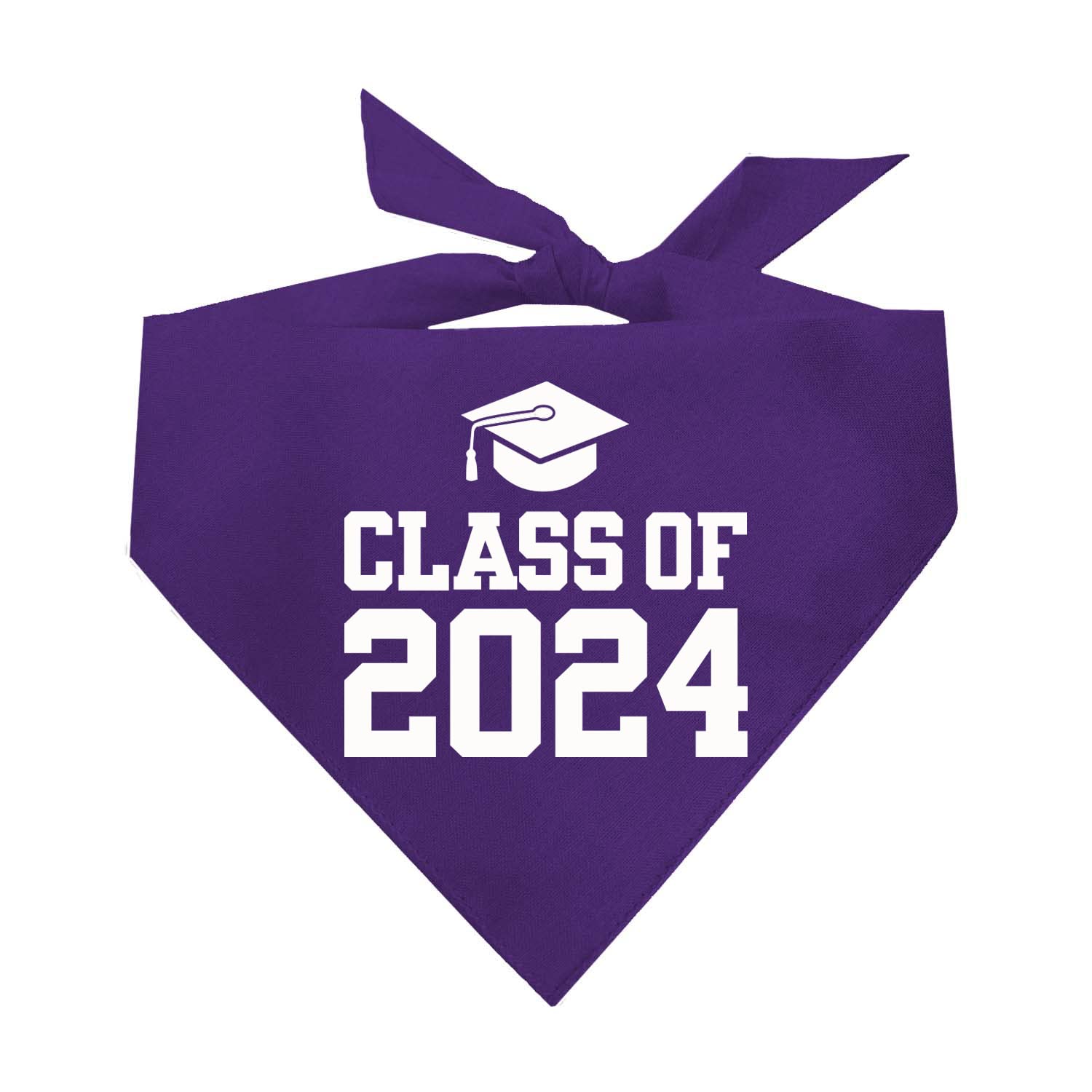 Class Of 2024 Dog Bandana | 100% Cotton Triangle | School Graduation Ceremony Party | Mom Dad Graduating Prop | 643 Purple, One 