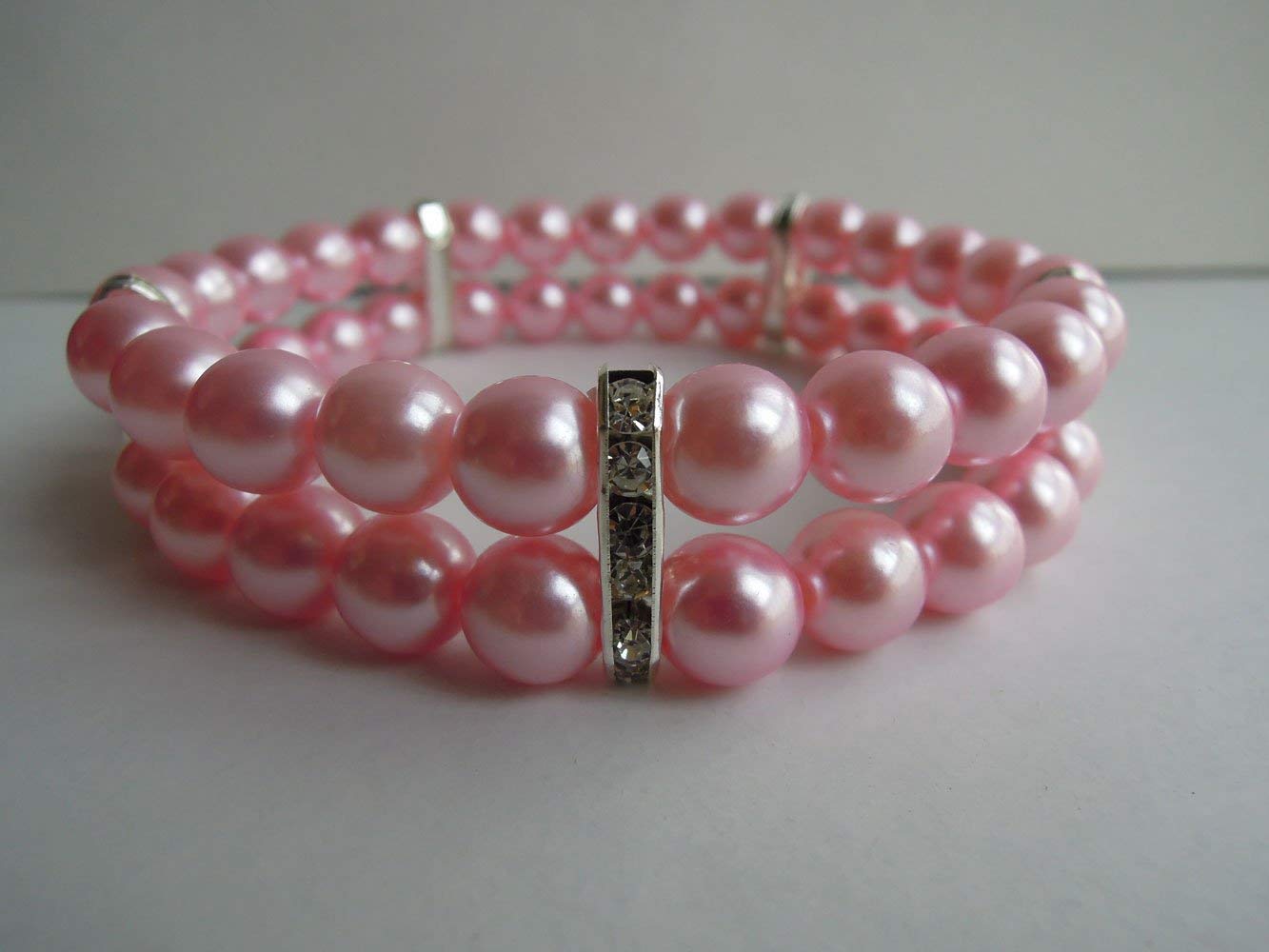 Petfavorites 2 Row Pearl Dog Necklace Collar For Pets, Bling Cat Wedding Collar, Rhinestone Pet Jewelry For Small Dogs, Teacup Chihuahua Yorkie Clothes Outfits Accessories (Pink, 9-Inch)