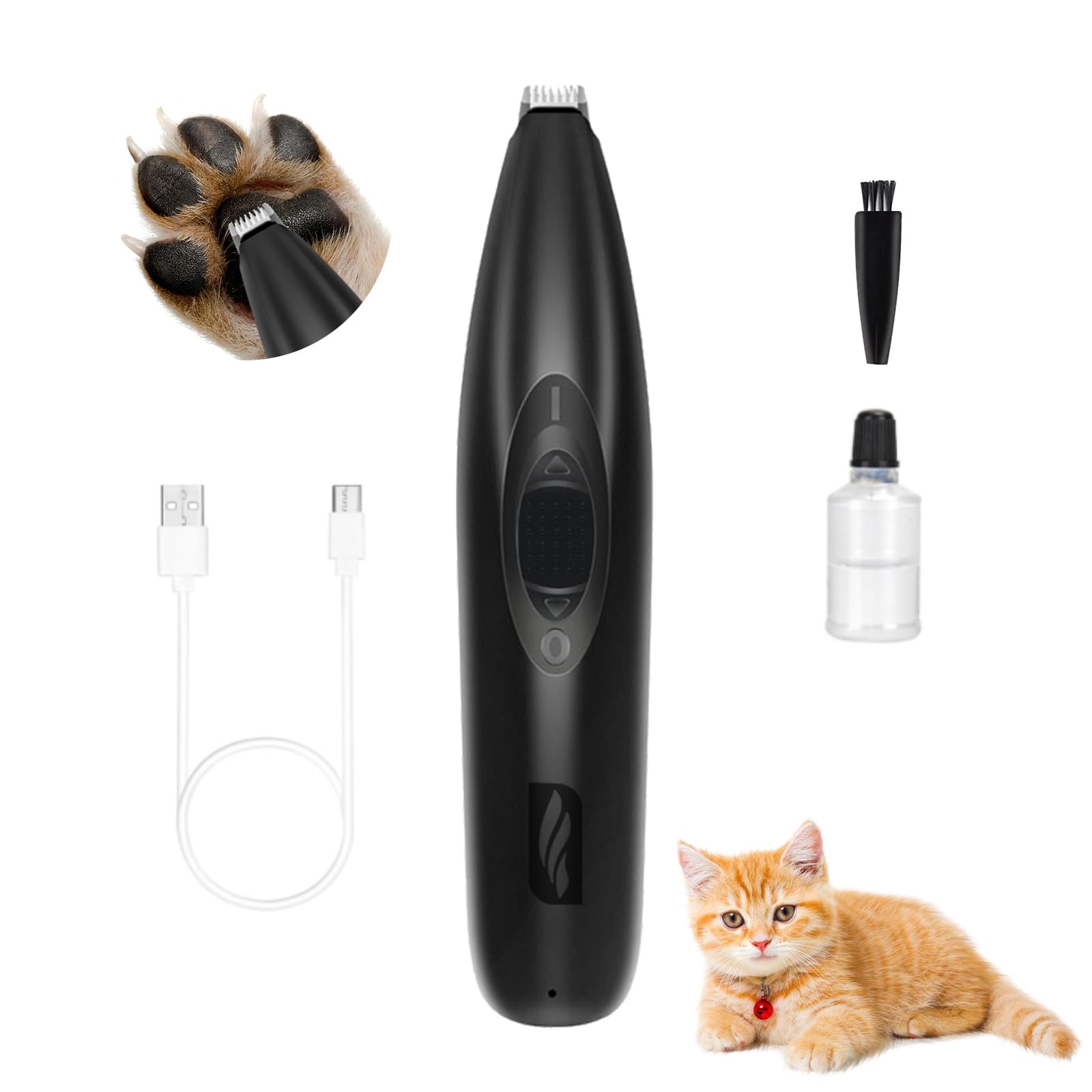 Ahansi Dog Clippers For Grooming, Low Noise Cordless Dog Paw Trimmer, Rechargeable Small Pet Hair Trimmer For Grooming (Black)