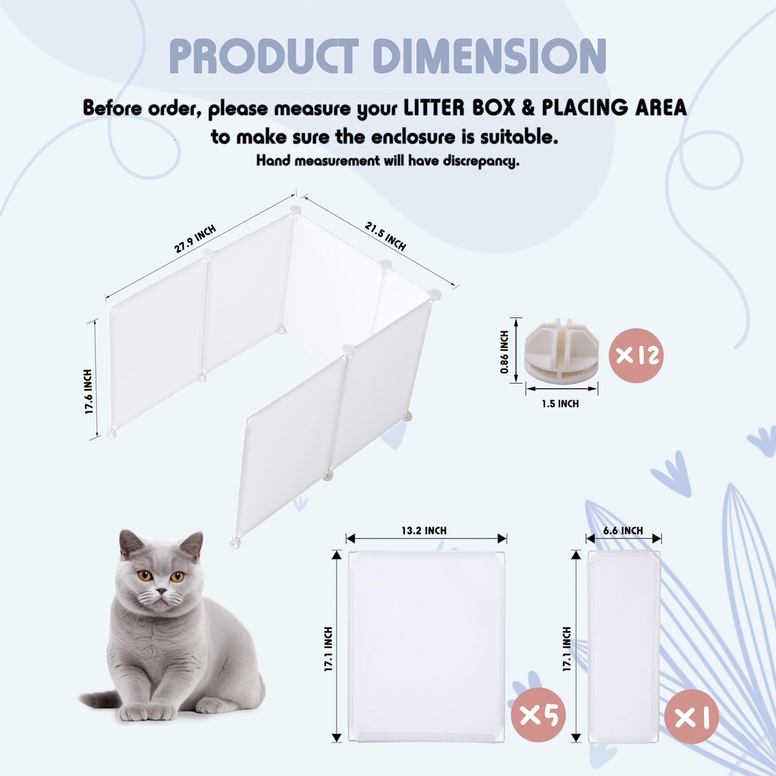 Meexpaws Extra Large Cat Litter Box Enclosure Splash Guard L27?20?17 In| Easy Clean (1 Set)