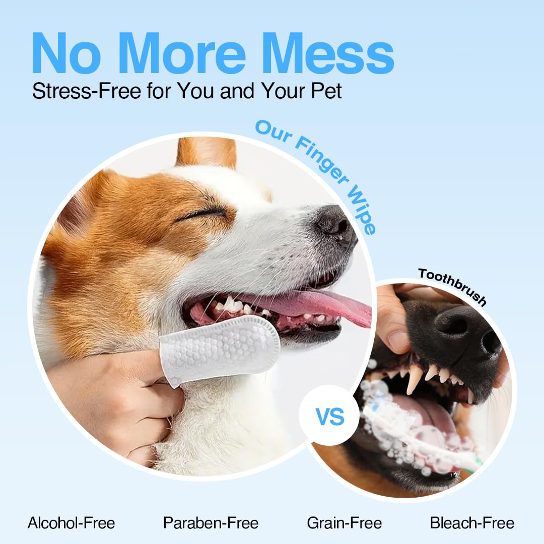 Bandvet Wrap Pack Dog Teeth Cleaning Wipes - No-Rinse Cat Toothbrush, Effective Dog Breath Freshener - Essential Pet Supplies (9