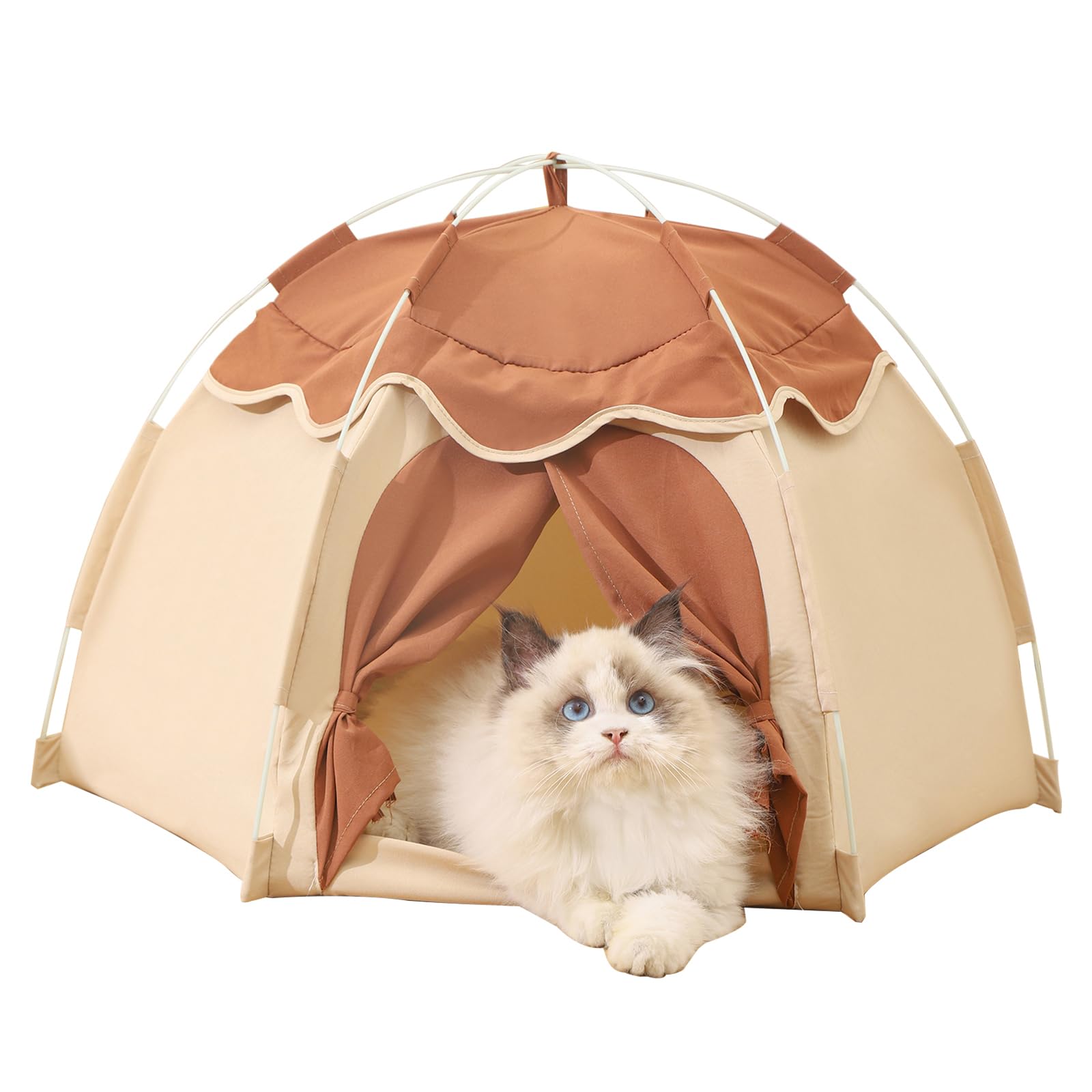 Gigreinc Cat Tent For Indoor, Indoor Dog House,Kitten Tent Suitable For Samll Dogs,Pet Cute Cave Nest Dog Houses(Beige, Medium)