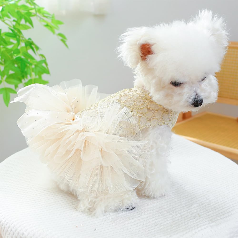 Aniac Small Dog Dresses,Girl Puppy Princess Tutu Dress With Bow Knot,Cat Outfit,Chihuahua Yorkie Clothes For Birthday Wedding (X