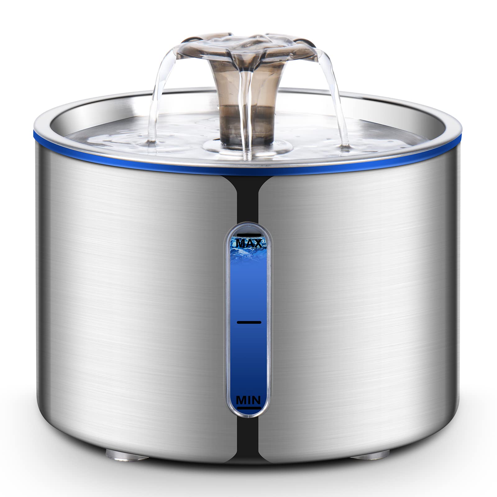 Boorca Cat Water Fountain, 84Oz/2.5L Stainless Steel Pet Water Fountain, Automatic Dog Water Dispenser With Water Level Window, 