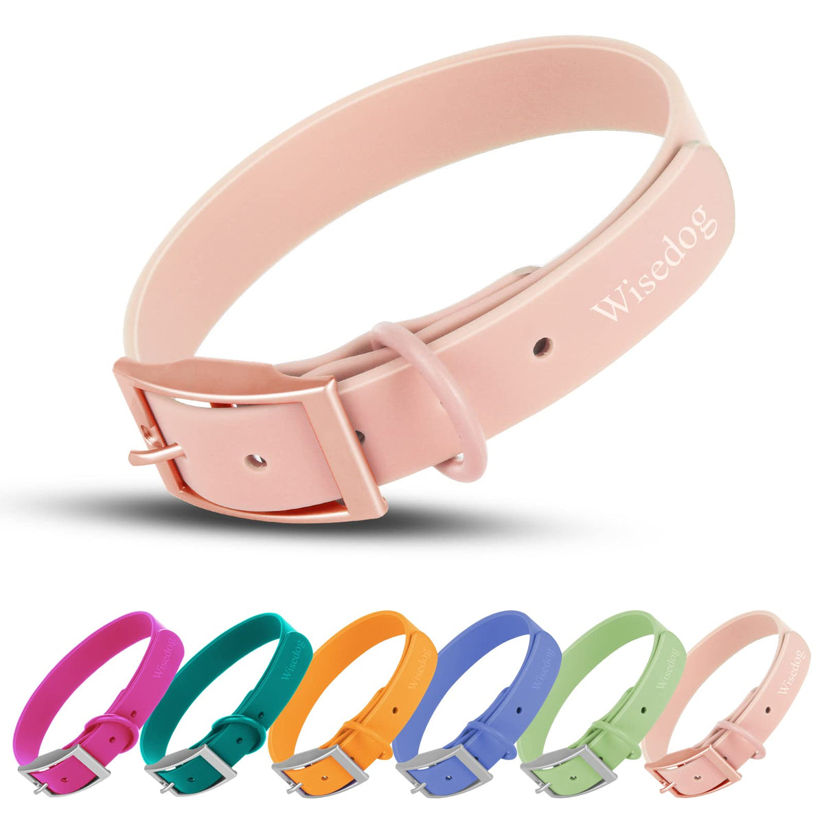 Wisedog Waterproof Dog Collar: Multiple Adjust 8.5” To 32.6”, Soft Rubber Coated Webbing, Easy To Clean, For Small Medium Large Dogs (Xl(Length:18'-23.6'; Width:1'), Gossamer Pink)