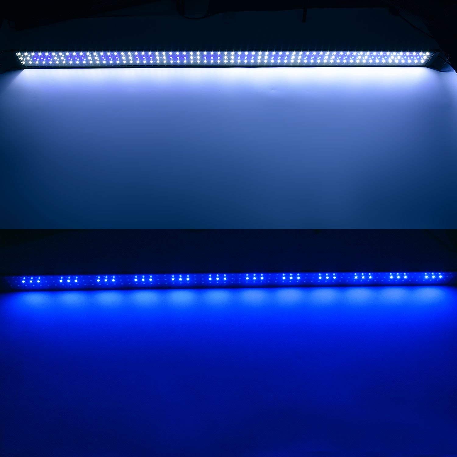 KZKR Aquarium Hood Lighting Fish Tank Light 48-60 inch lamp for Freshwater Saltwater Marine Blue and White Decorations Light 120