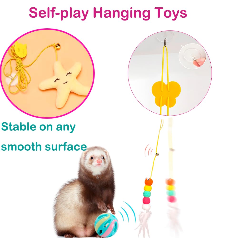 14 Pcs Ferret Squeaky Toys Set Rubber Balls Ferret Teeth Grinding Chewing Balls Teething Bouncy Bell Ball Interactive Sound Sque