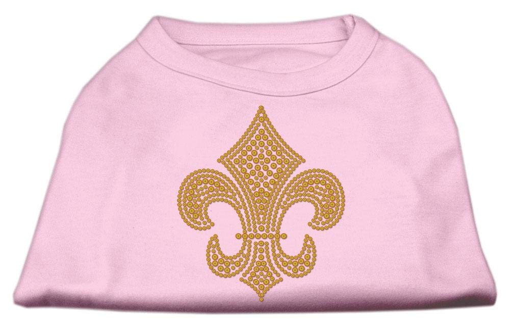 Pet Dog & Cat Shirt Rhinestone, 'Gold Fleur De Lis' Light Pink 3Xl (25-35 Lbs.)